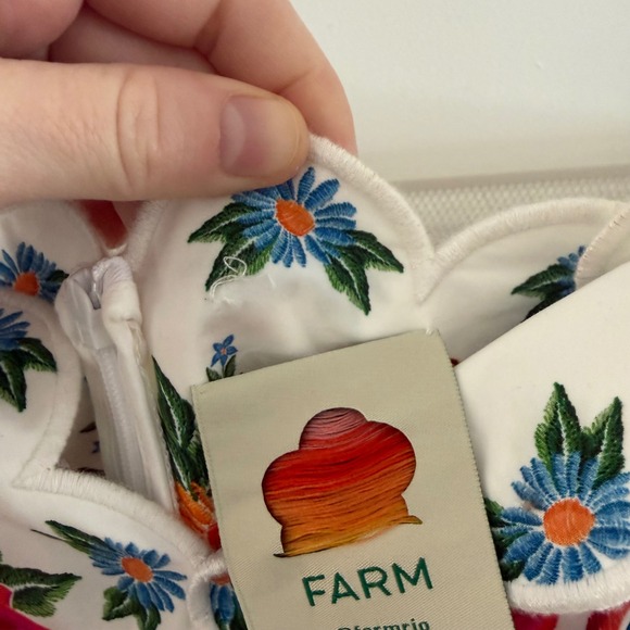 NWT Farm Rio Bloom Garden Midi Dress Off White Floral Embroidered Scallop  XL - Picture 5 of 9